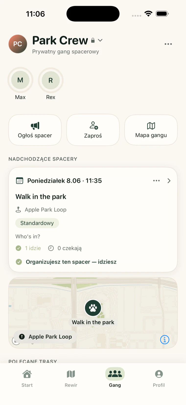 Gang Rewir — lista psich znajomych i zaplanowany wspólny spacer